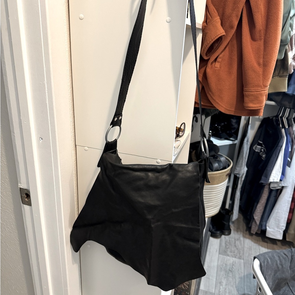 Genuine leather black handmade purse